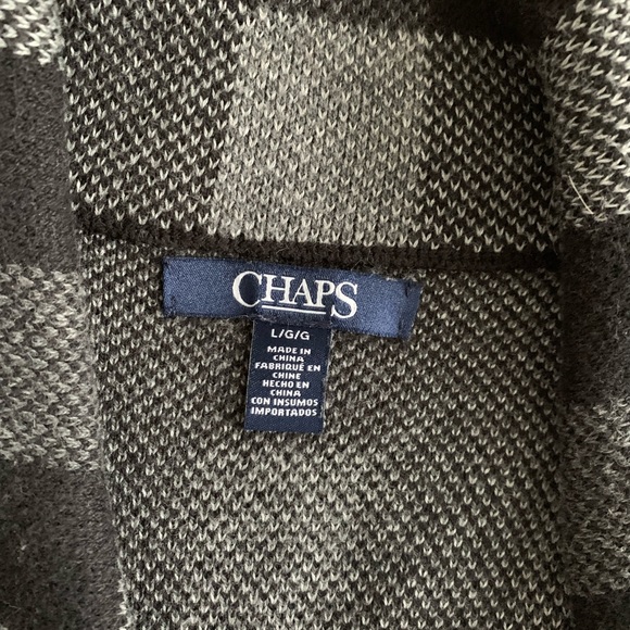 Chaps Black Buffalo Plaid Asymmetrical Vest - Large - Picture 4 of 7